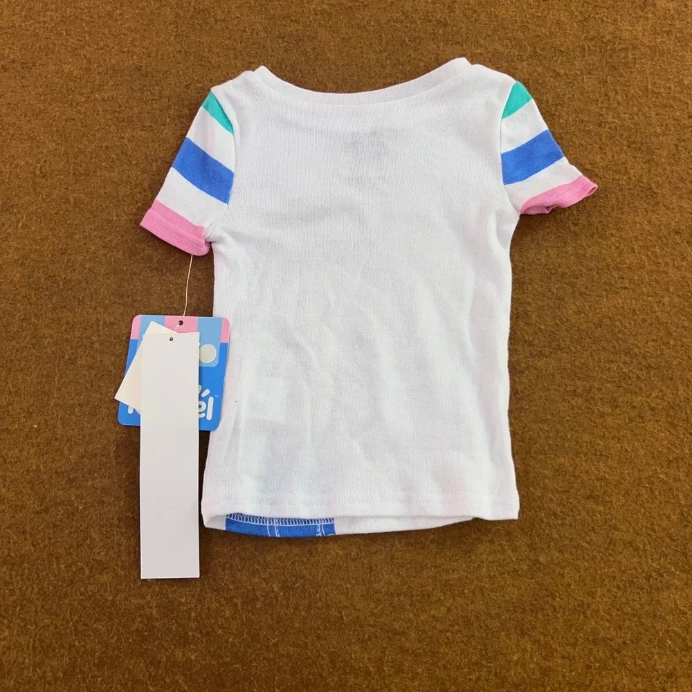 Ms. Rachel Baby Girl 18M Pink White Multi Graphic Tee Bodysuit Leggings 3pc Set